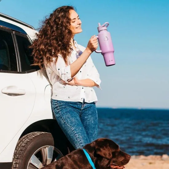Buzio Trophy Series Handled Water Bottle for Car 1.2L - Pink